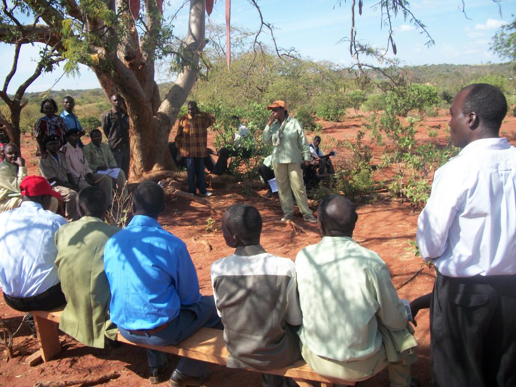 Frashiah with farmers in Tharaka